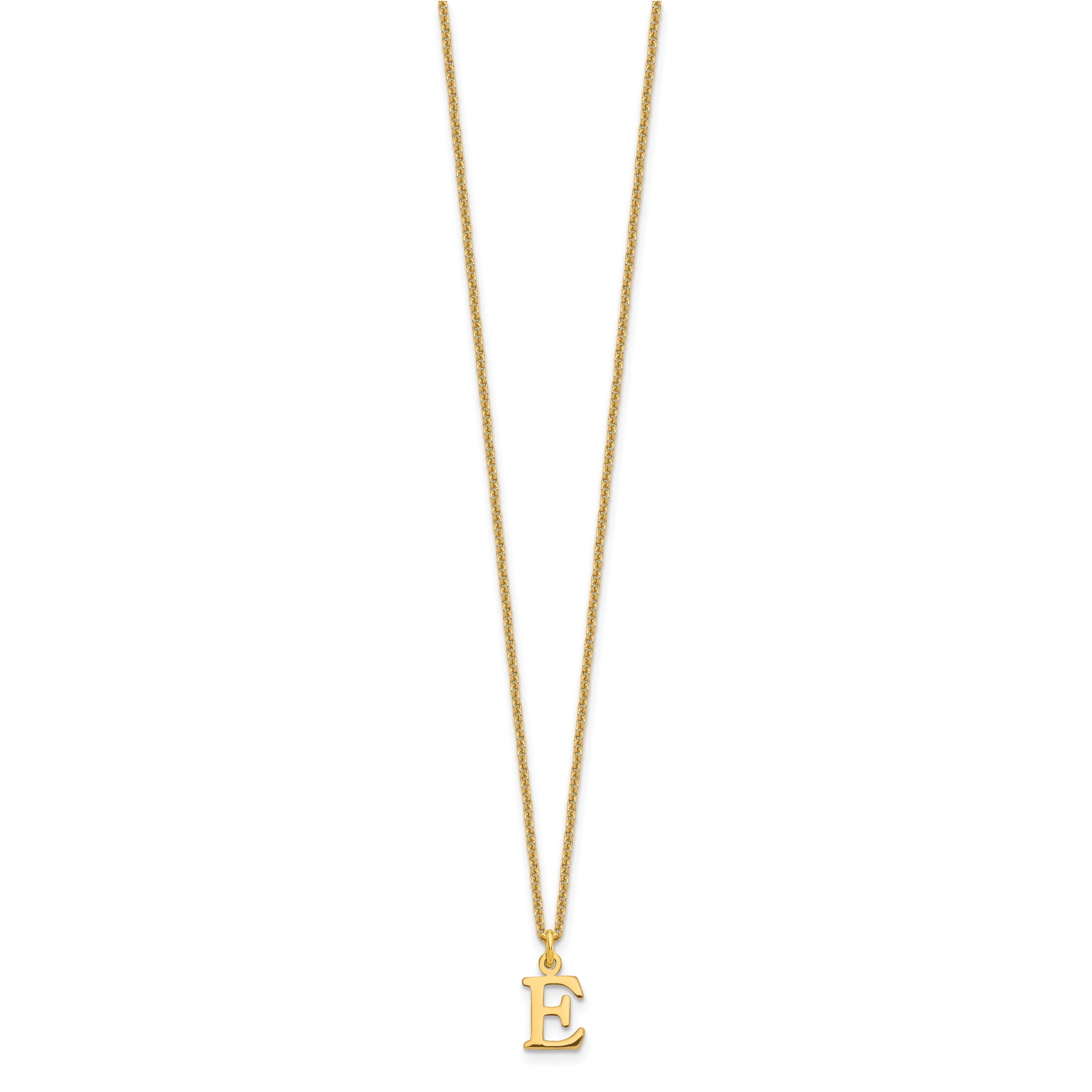 10K Yellow Gold 10Ky Cutout Letter E Initial Necklace