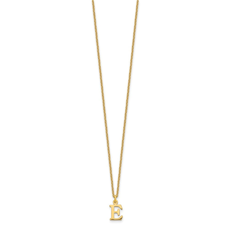 10K Yellow Gold 10Ky Cutout Letter E Initial Necklace