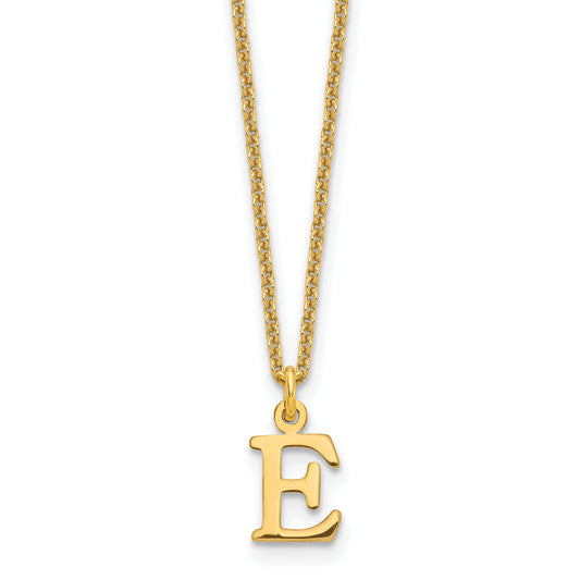10K Yellow Gold 10Ky Cutout Letter E Initial Necklace