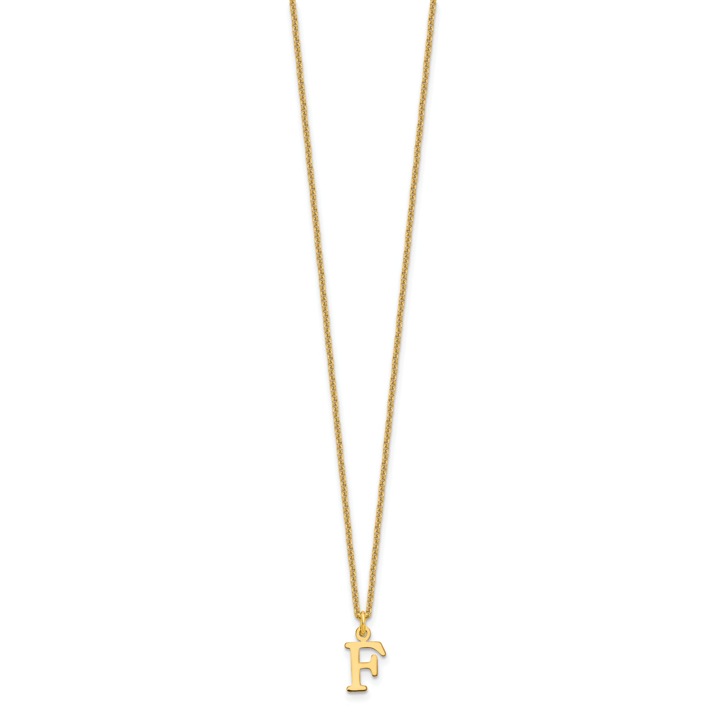 10K Yellow Gold 10Ky Cutout Letter F Initial Necklace