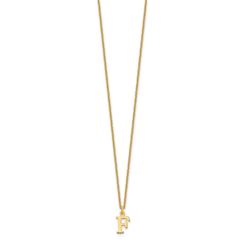 10K Yellow Gold 10Ky Cutout Letter F Initial Necklace