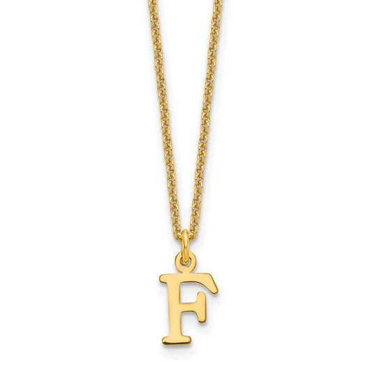 10K Yellow Gold 10Ky Cutout Letter F Initial Necklace