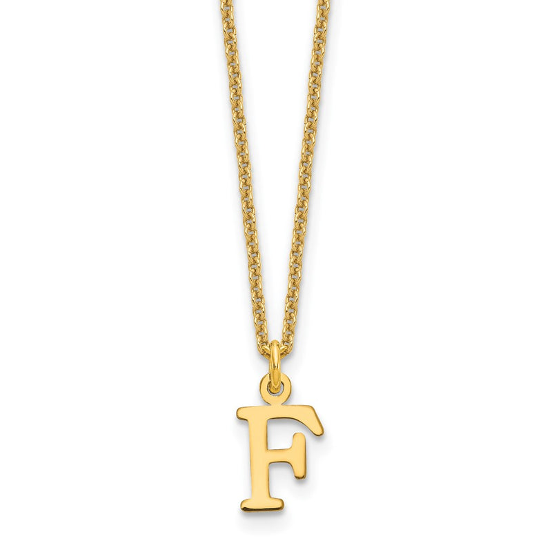 10K Yellow Gold 10Ky Cutout Letter F Initial Necklace