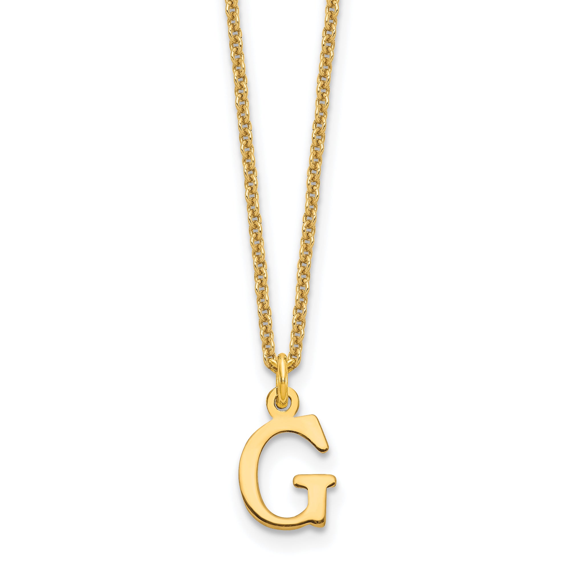 10K Yellow Gold 10Ky Cutout Letter G Initial Necklace