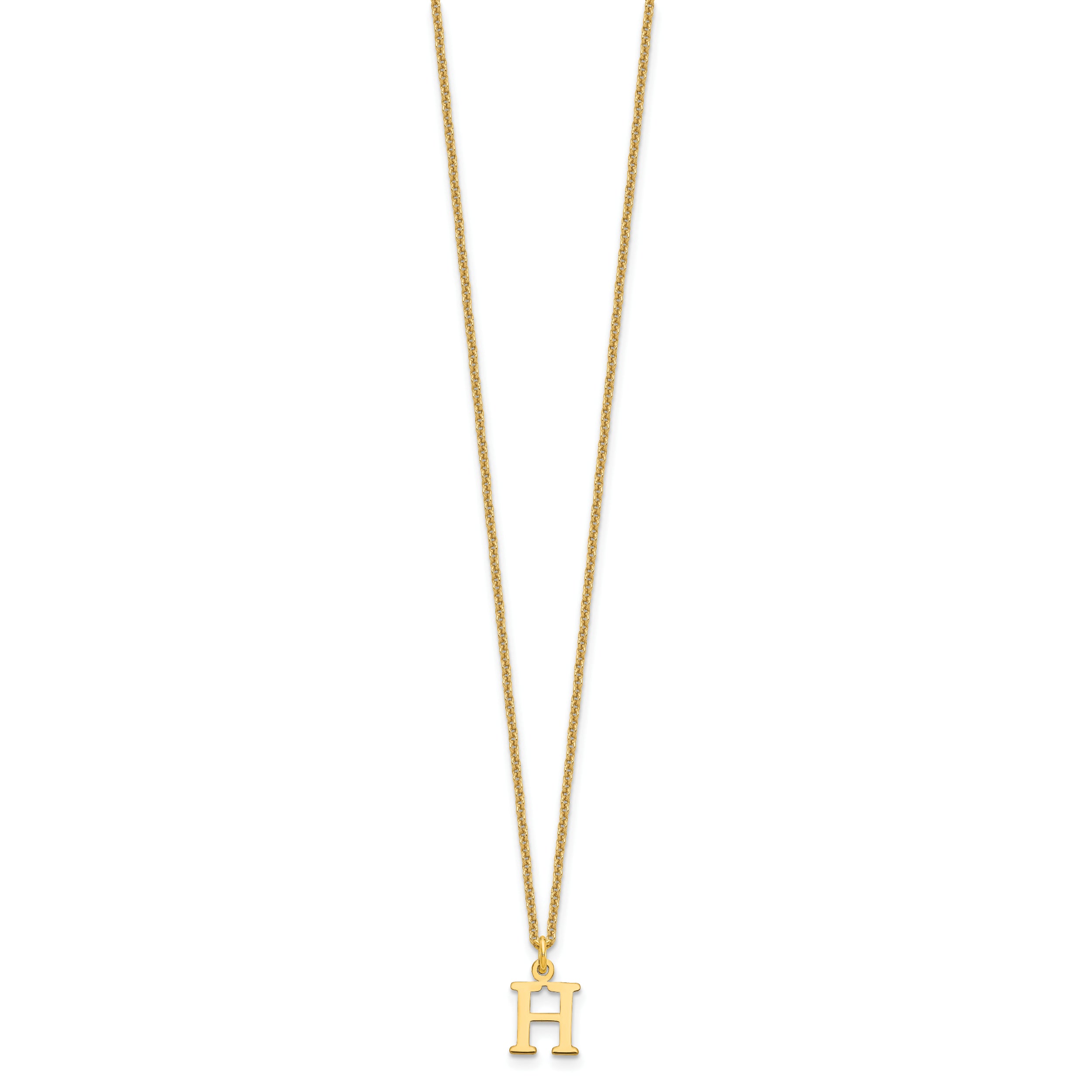 10K Yellow Gold 10Ky Cutout Letter H Initial Necklace
