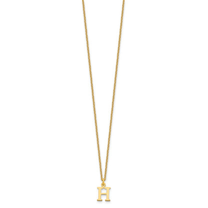 10K Yellow Gold 10Ky Cutout Letter H Initial Necklace
