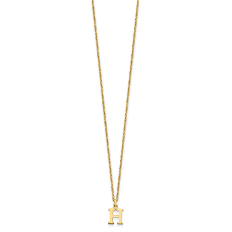 10K Yellow Gold 10Ky Cutout Letter H Initial Necklace