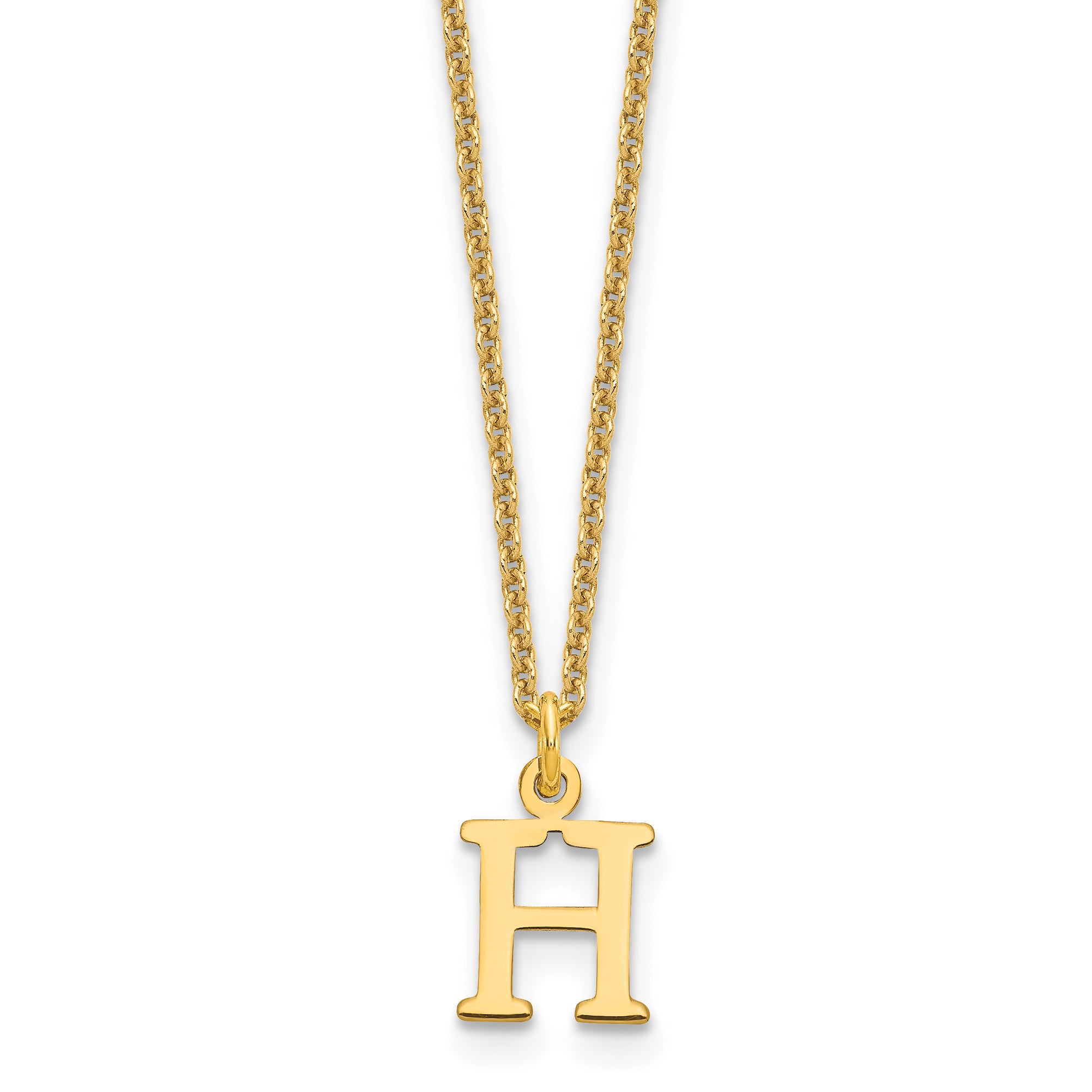 10K Yellow Gold 10Ky Cutout Letter H Initial Necklace