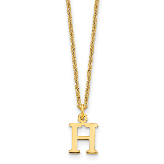 10K Yellow Gold 10Ky Cutout Letter H Initial Necklace