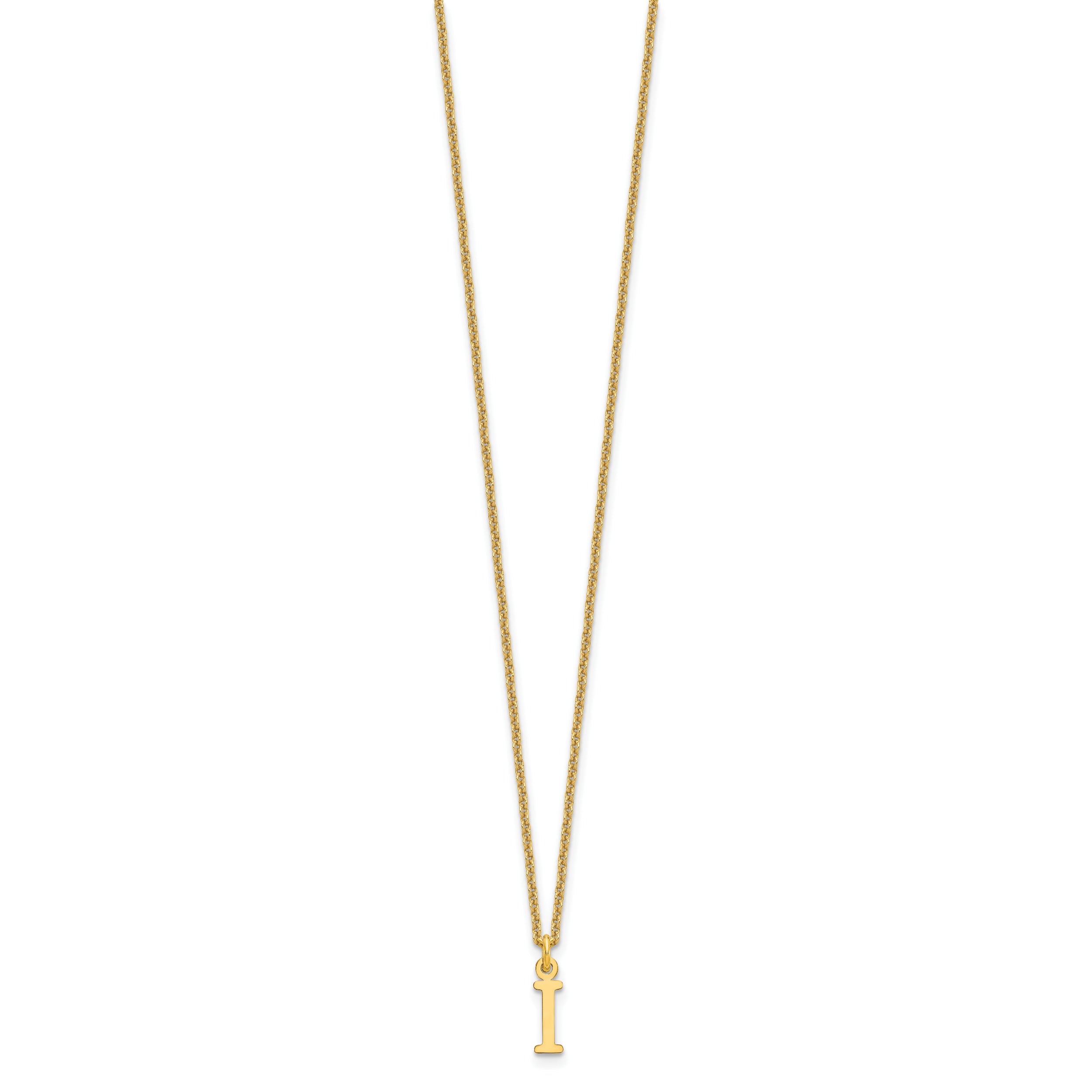 10K Yellow Gold 10Ky Cutout Letter I Initial Necklace