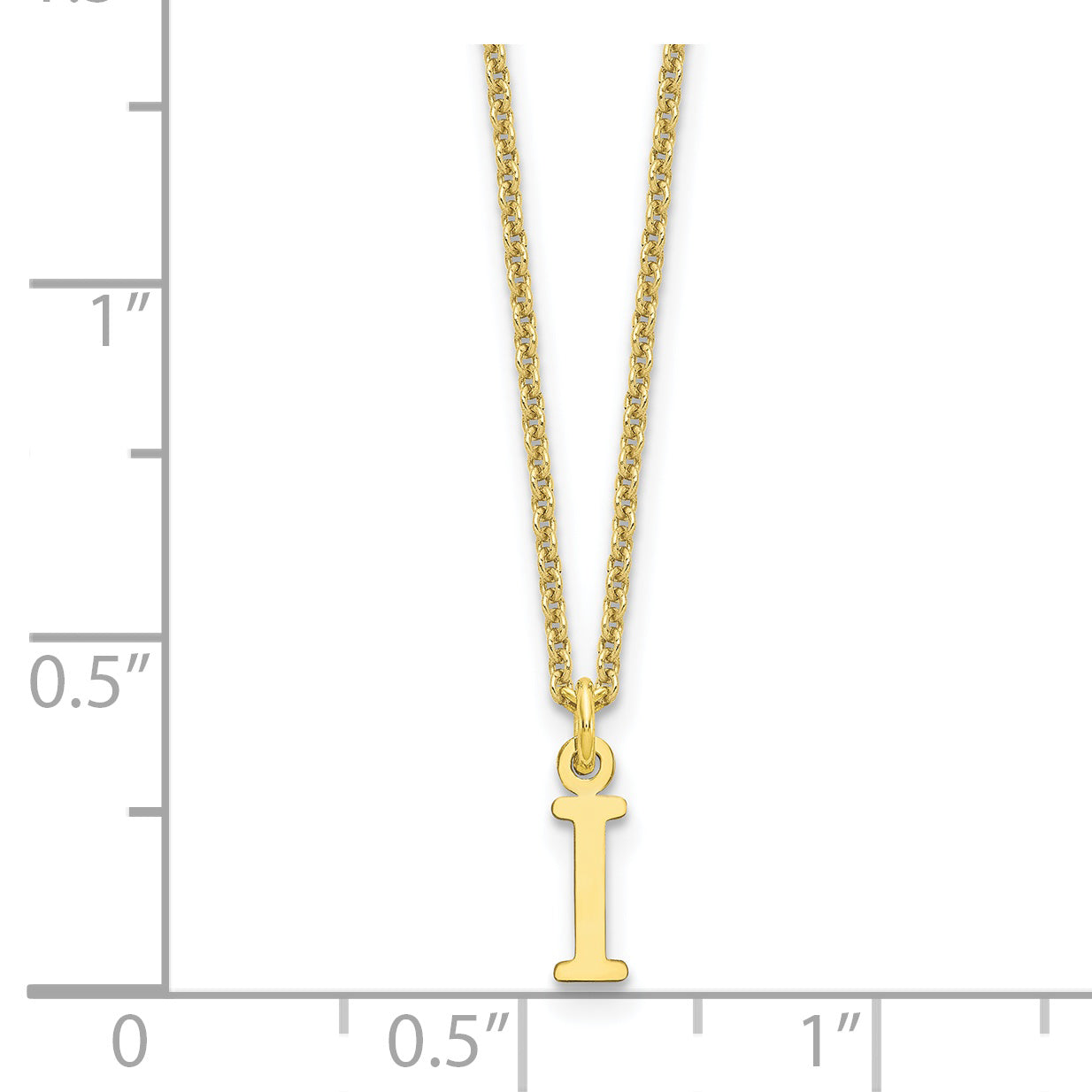 10K Yellow Gold 10Ky Cutout Letter I Initial Necklace