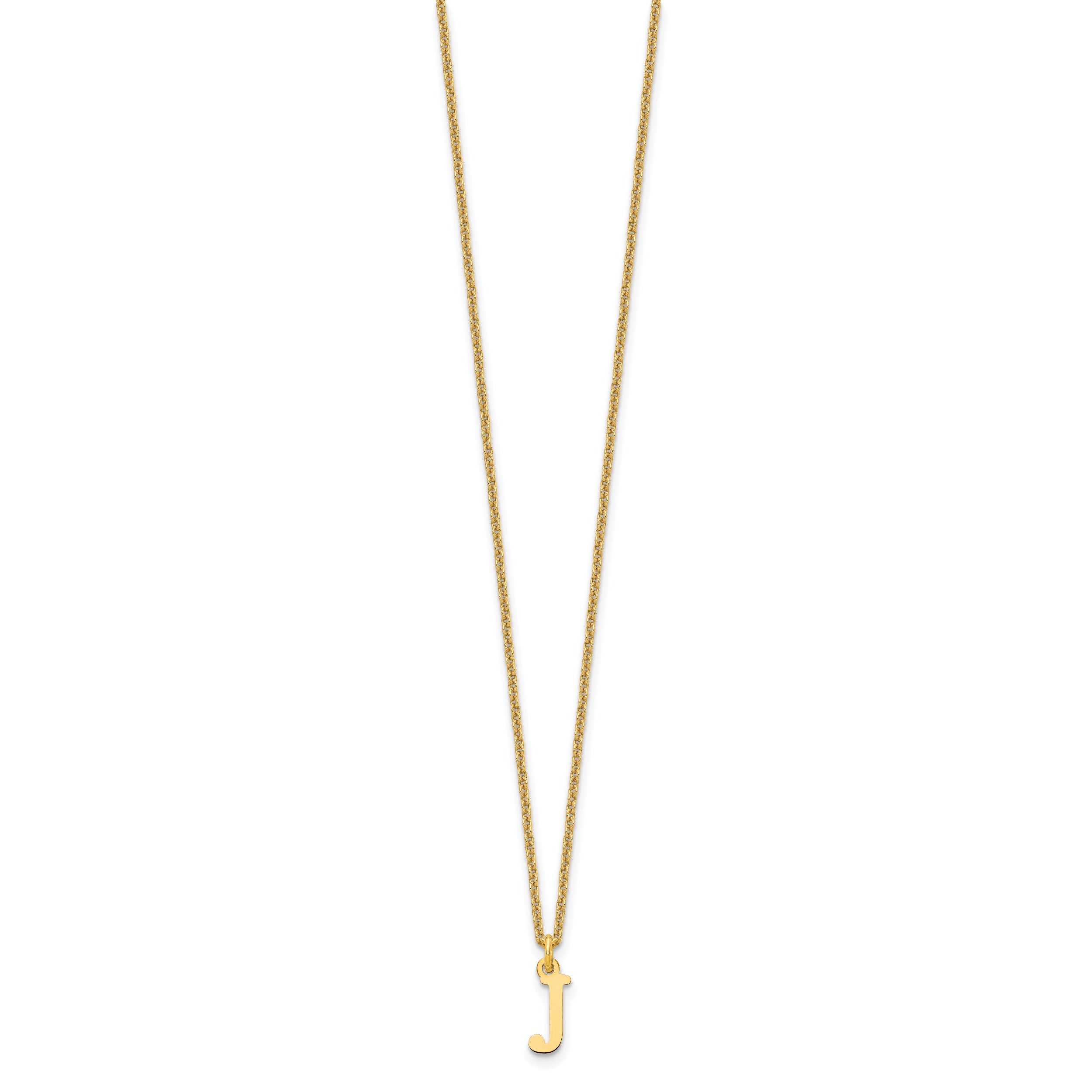 10K Yellow Gold 10Ky Cutout Letter J Initial Necklace