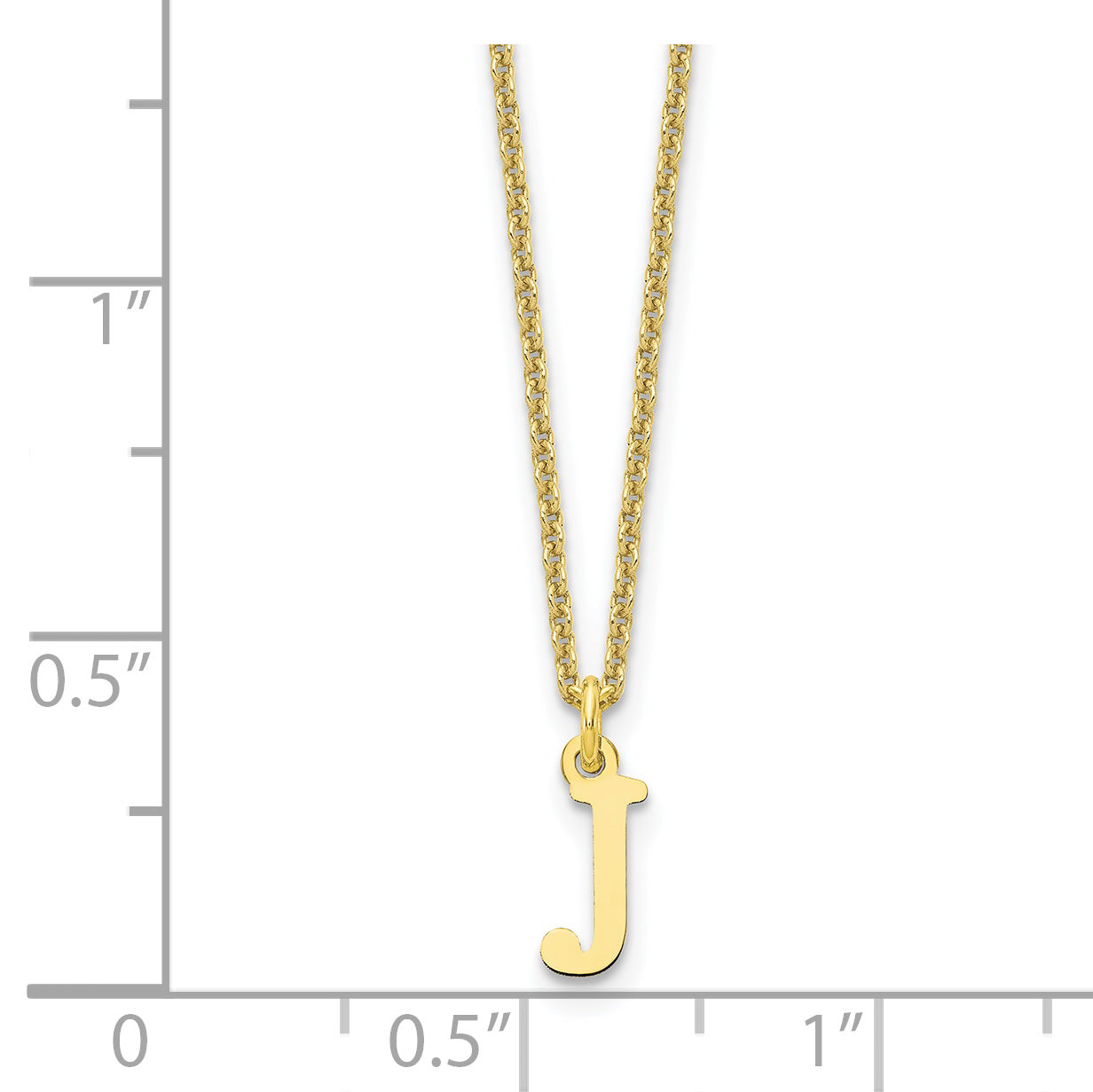 10K Yellow Gold 10Ky Cutout Letter J Initial Necklace