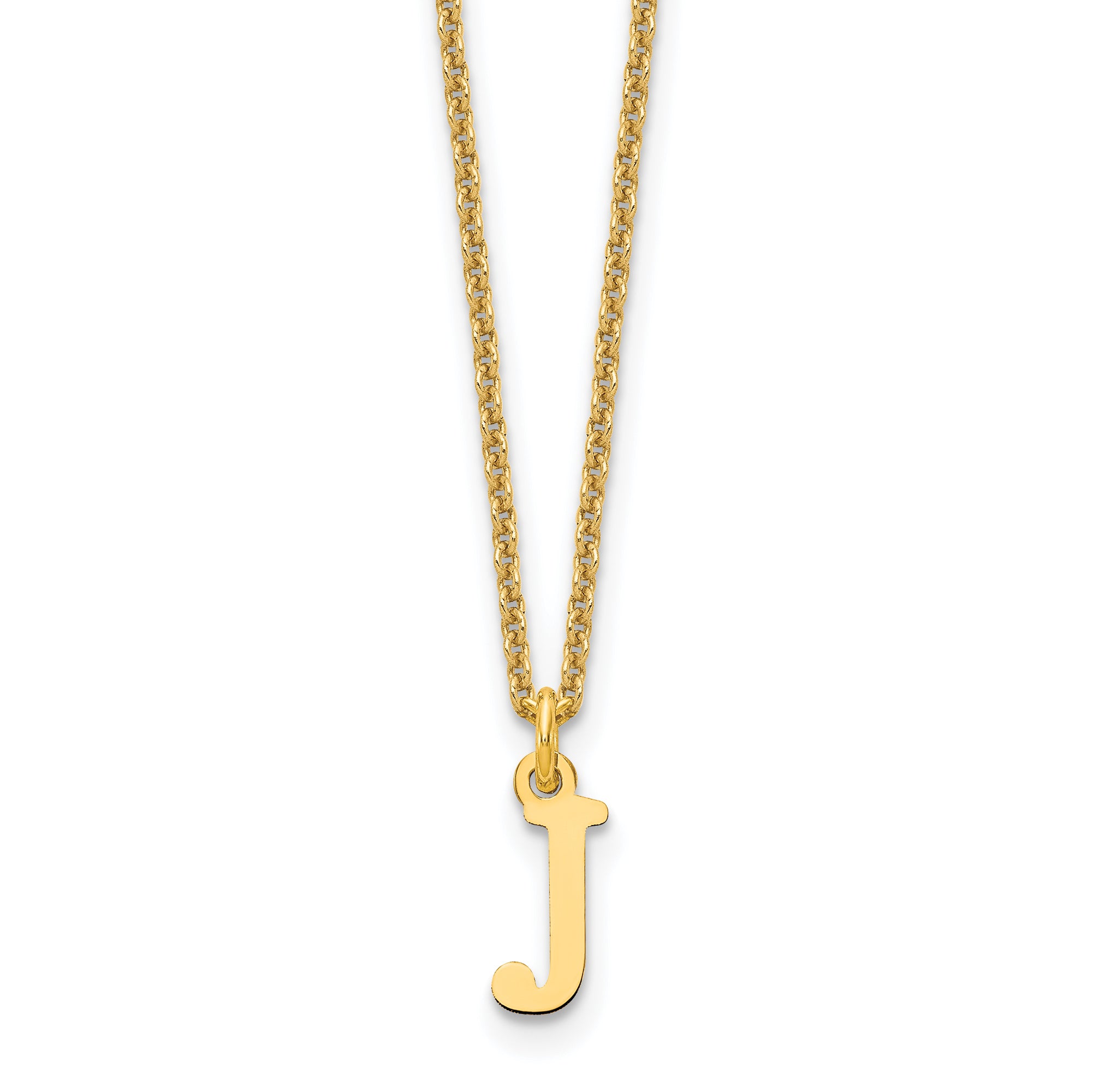 10K Yellow Gold 10Ky Cutout Letter J Initial Necklace