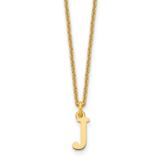 10K Yellow Gold 10Ky Cutout Letter J Initial Necklace