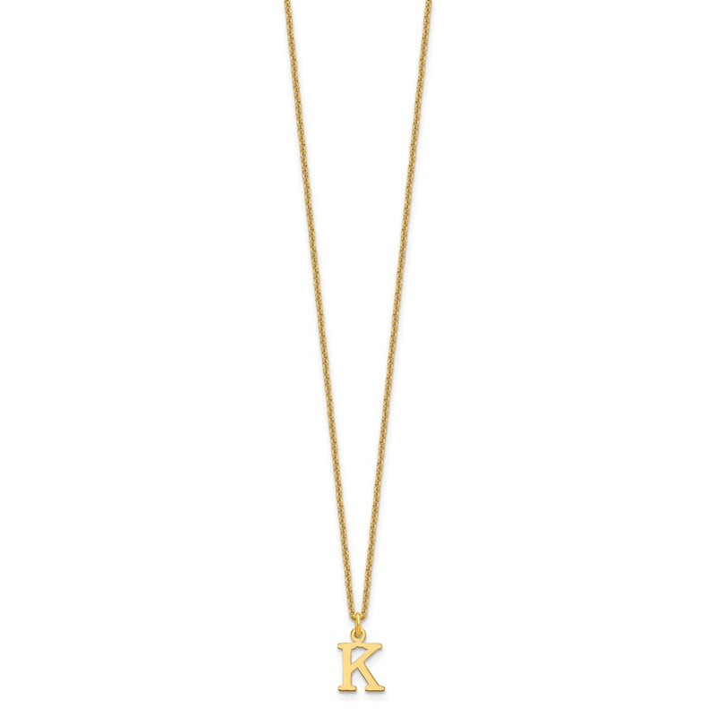 10K Yellow Gold 10Ky Cutout Letter K Initial Necklace