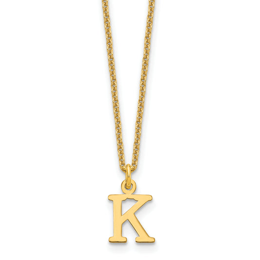 10K Yellow Gold 10Ky Cutout Letter K Initial Necklace