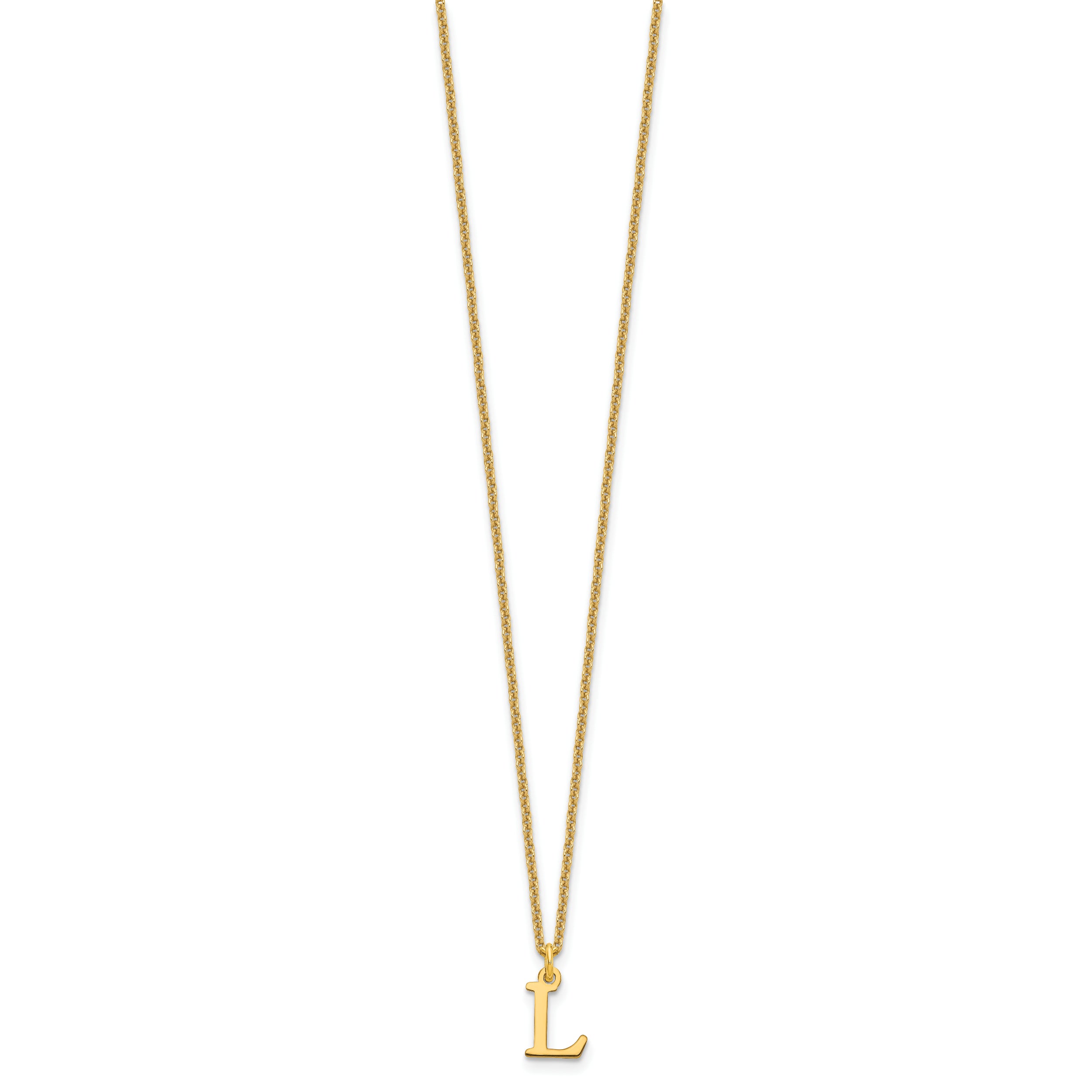 10K Yellow Gold 10Ky Cutout Letter L Initial Necklace