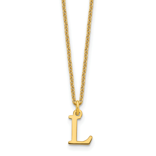 10K Yellow Gold 10Ky Cutout Letter L Initial Necklace