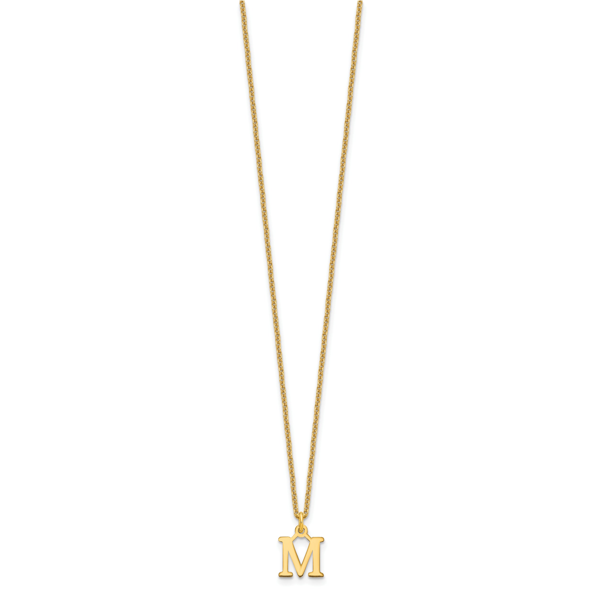10K Yellow Gold 10Ky Cutout Letter M Initial Necklace