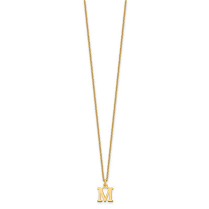 10K Yellow Gold 10Ky Cutout Letter M Initial Necklace