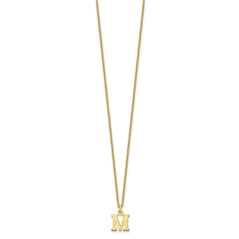 10K Yellow Gold 10Ky Cutout Letter M Initial Necklace