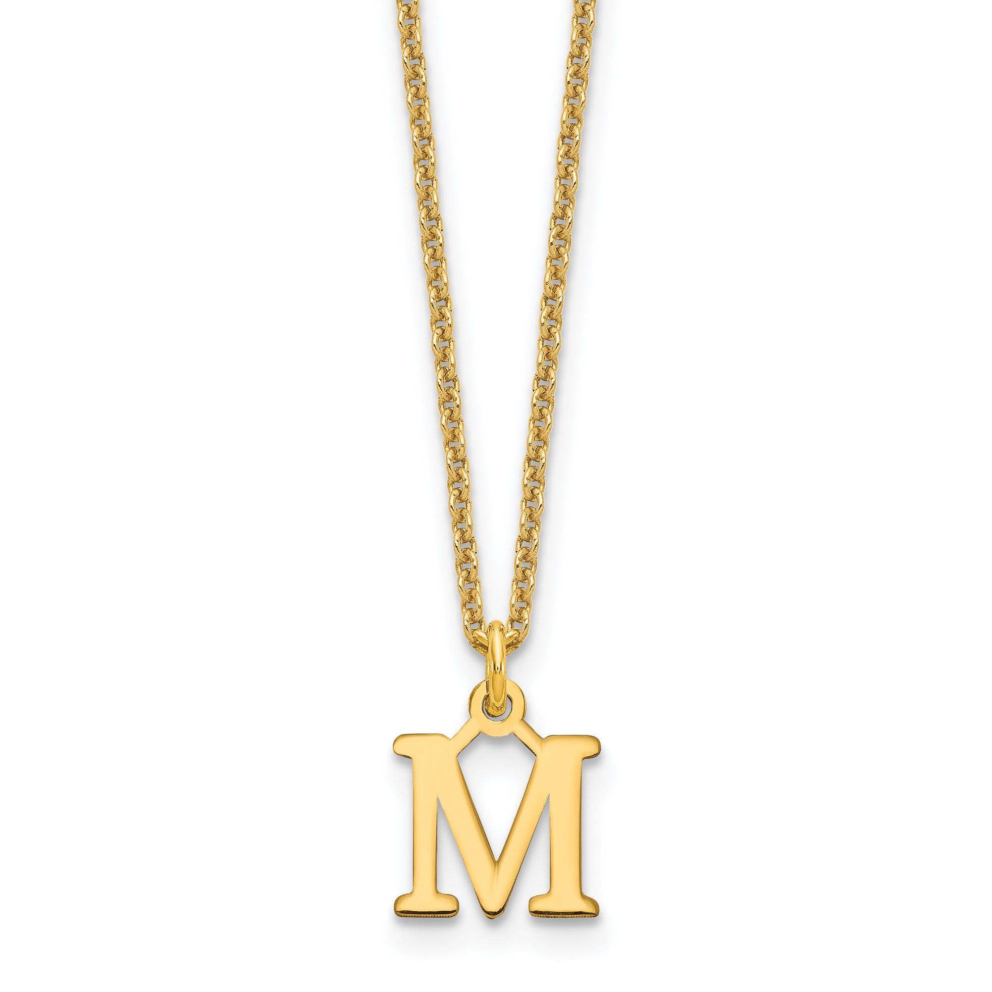 10K Yellow Gold 10Ky Cutout Letter M Initial Necklace