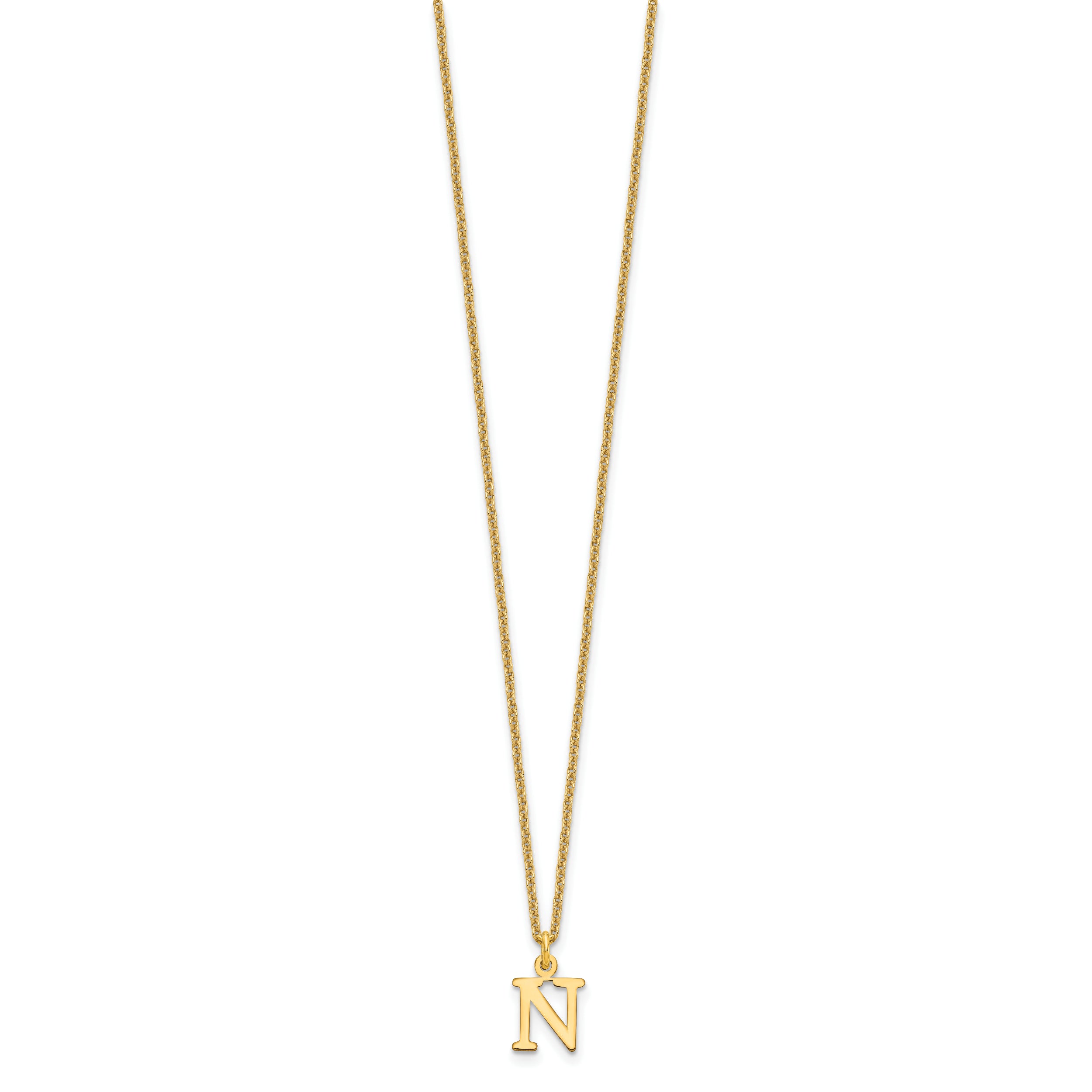 10K Yellow Gold 10Ky Cutout Letter N Initial Necklace