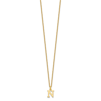 10K Yellow Gold 10Ky Cutout Letter N Initial Necklace