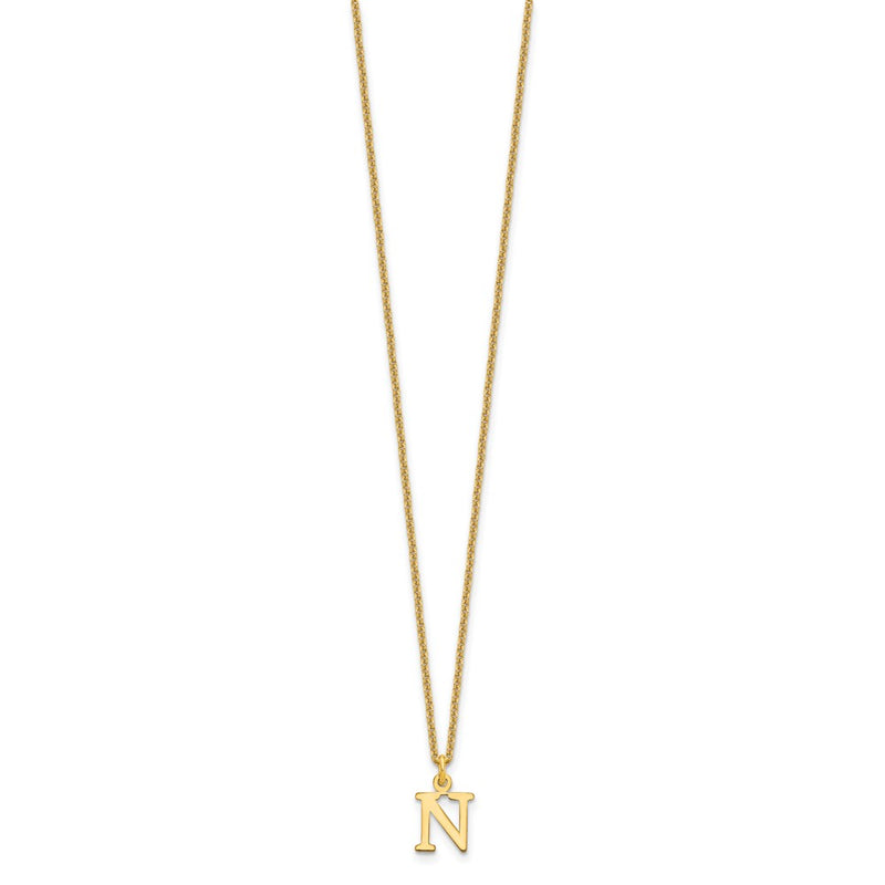 10K Yellow Gold 10Ky Cutout Letter N Initial Necklace