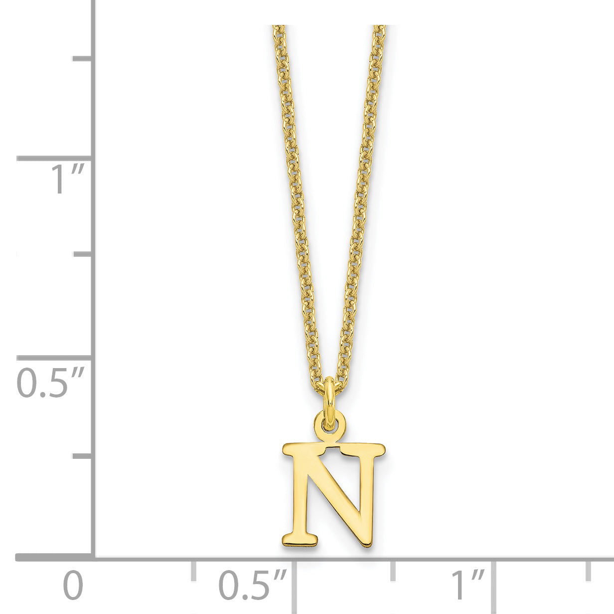 10K Yellow Gold 10Ky Cutout Letter N Initial Necklace