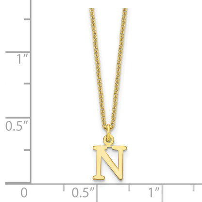 10K Yellow Gold 10Ky Cutout Letter N Initial Necklace