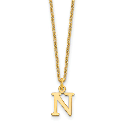 10K Yellow Gold 10Ky Cutout Letter N Initial Necklace