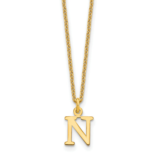 10K Yellow Gold 10Ky Cutout Letter N Initial Necklace