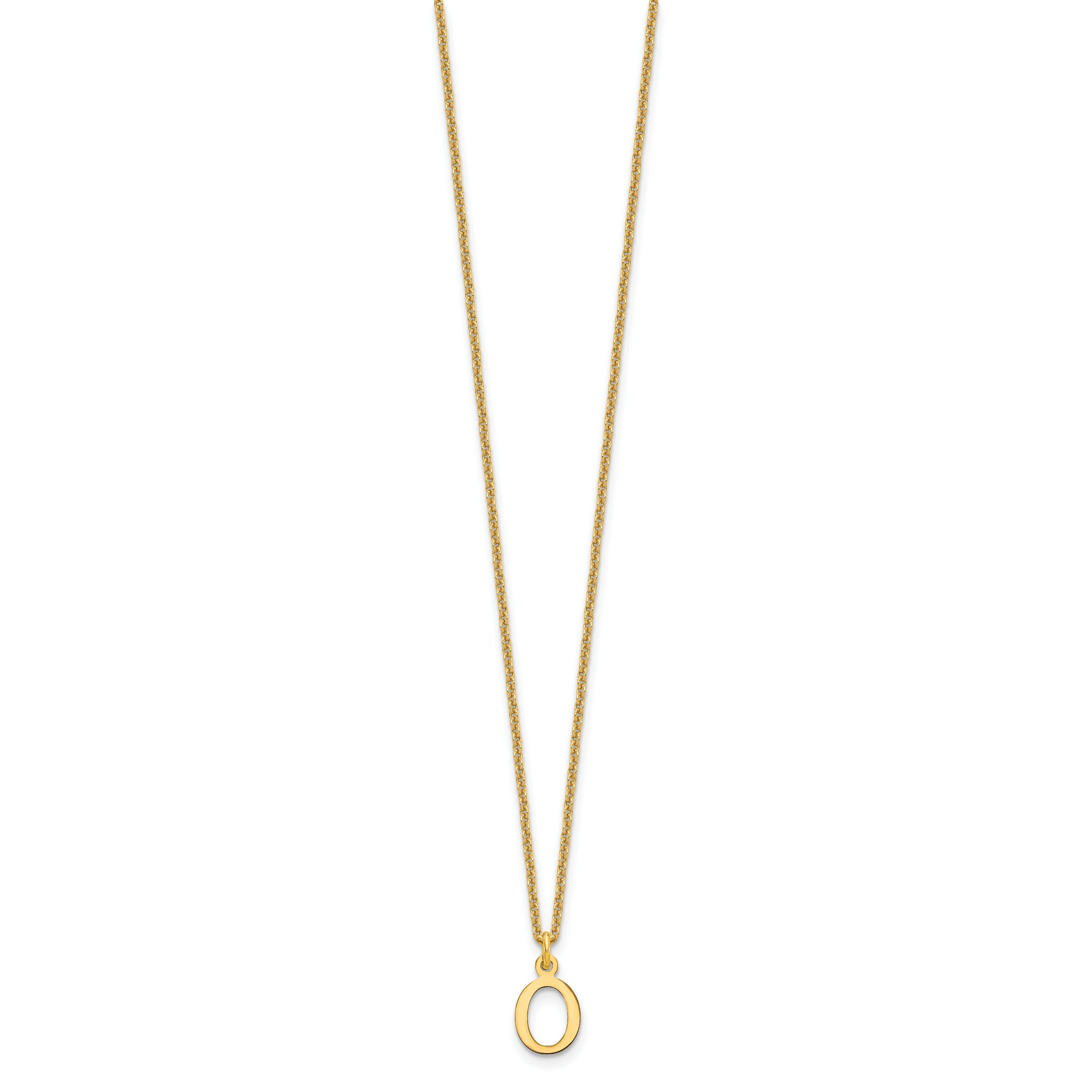 10K Yellow Gold 10Ky Cutout Letter O Initial Necklace
