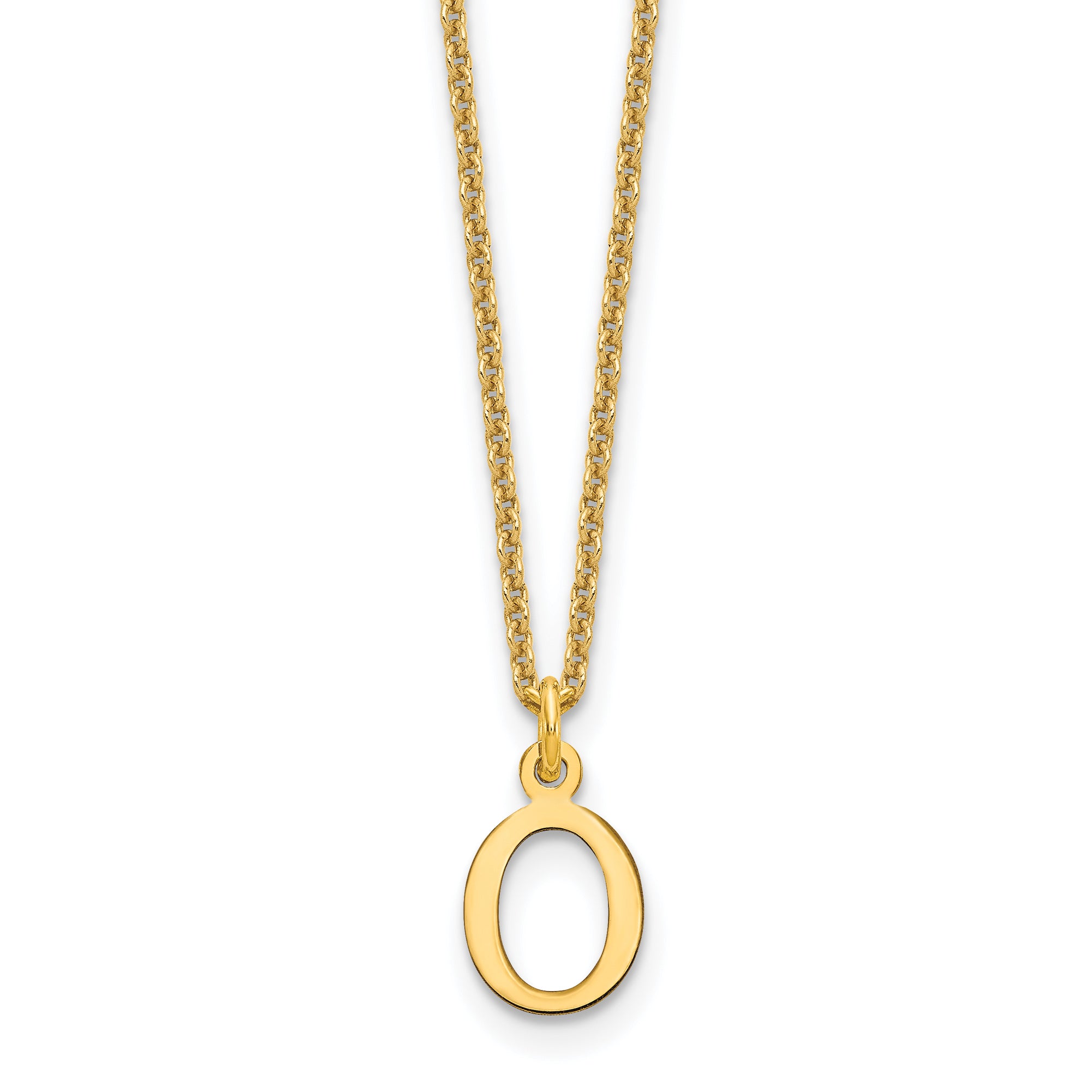 10K Yellow Gold 10Ky Cutout Letter O Initial Necklace
