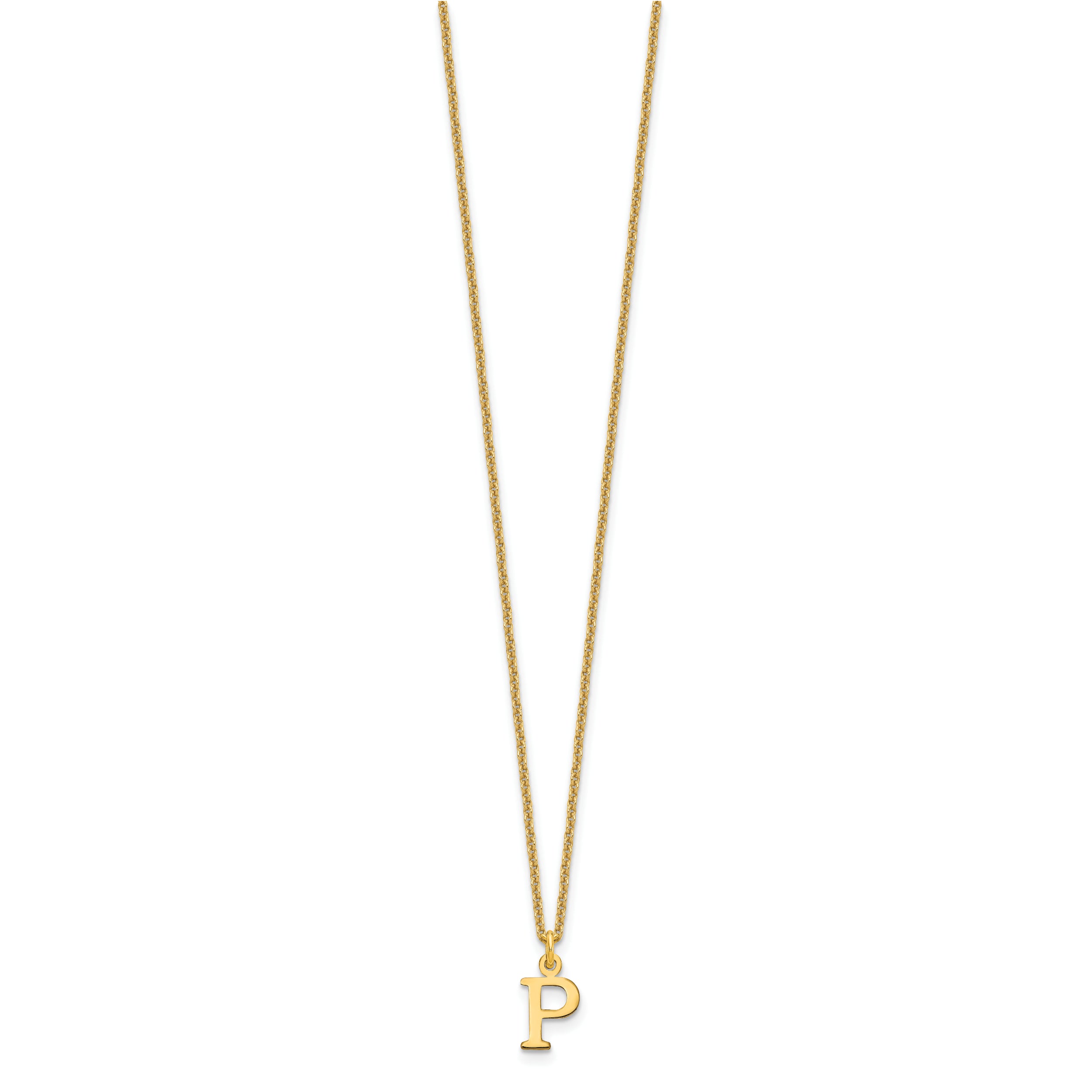 10K Yellow Gold 10Ky Cutout Letter P Initial Necklace