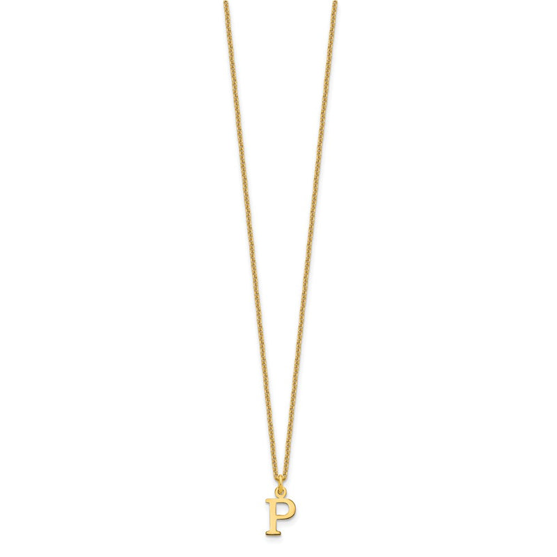10K Yellow Gold 10Ky Cutout Letter P Initial Necklace