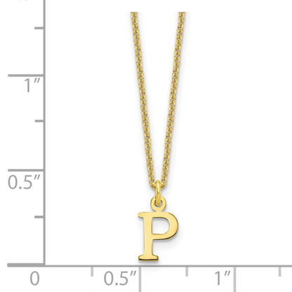 10K Yellow Gold 10Ky Cutout Letter P Initial Necklace