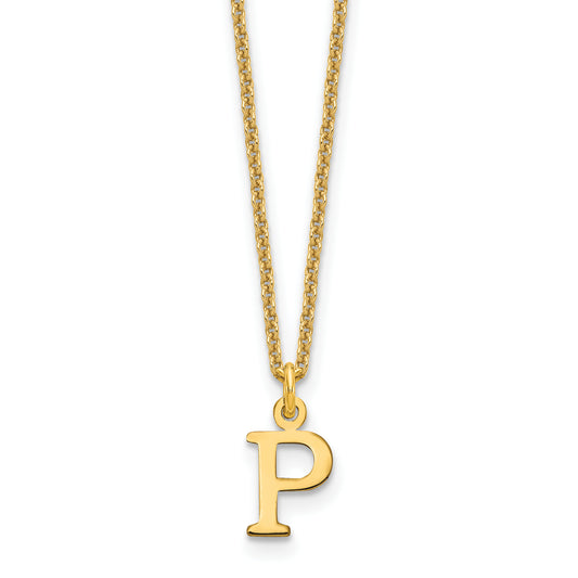 10K Yellow Gold 10Ky Cutout Letter P Initial Necklace