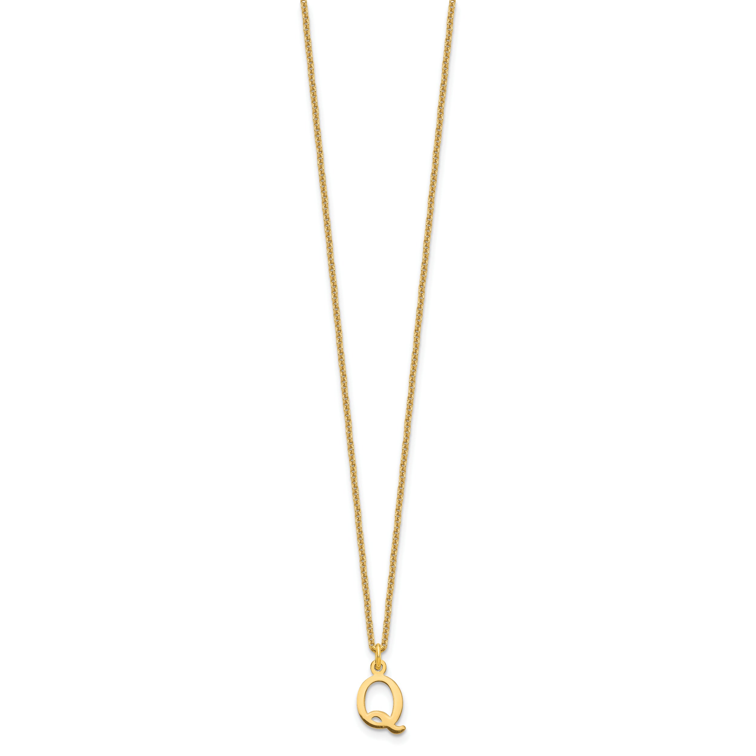 10K Yellow Gold 10Ky Cutout Letter Q Initial Necklace