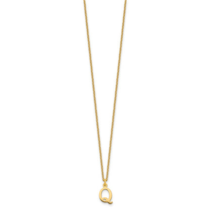10K Yellow Gold 10Ky Cutout Letter Q Initial Necklace