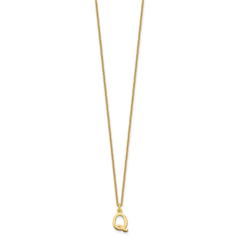 10K Yellow Gold 10Ky Cutout Letter Q Initial Necklace