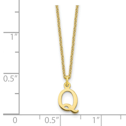 10K Yellow Gold 10Ky Cutout Letter Q Initial Necklace