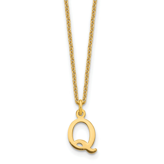10K Yellow Gold 10Ky Cutout Letter Q Initial Necklace
