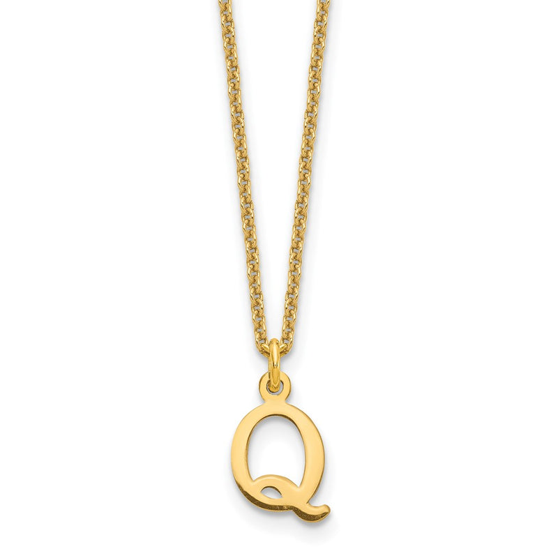 10K Yellow Gold 10Ky Cutout Letter Q Initial Necklace