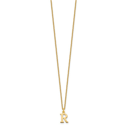10K Yellow Gold 10Ky Cutout Letter R Initial Necklace