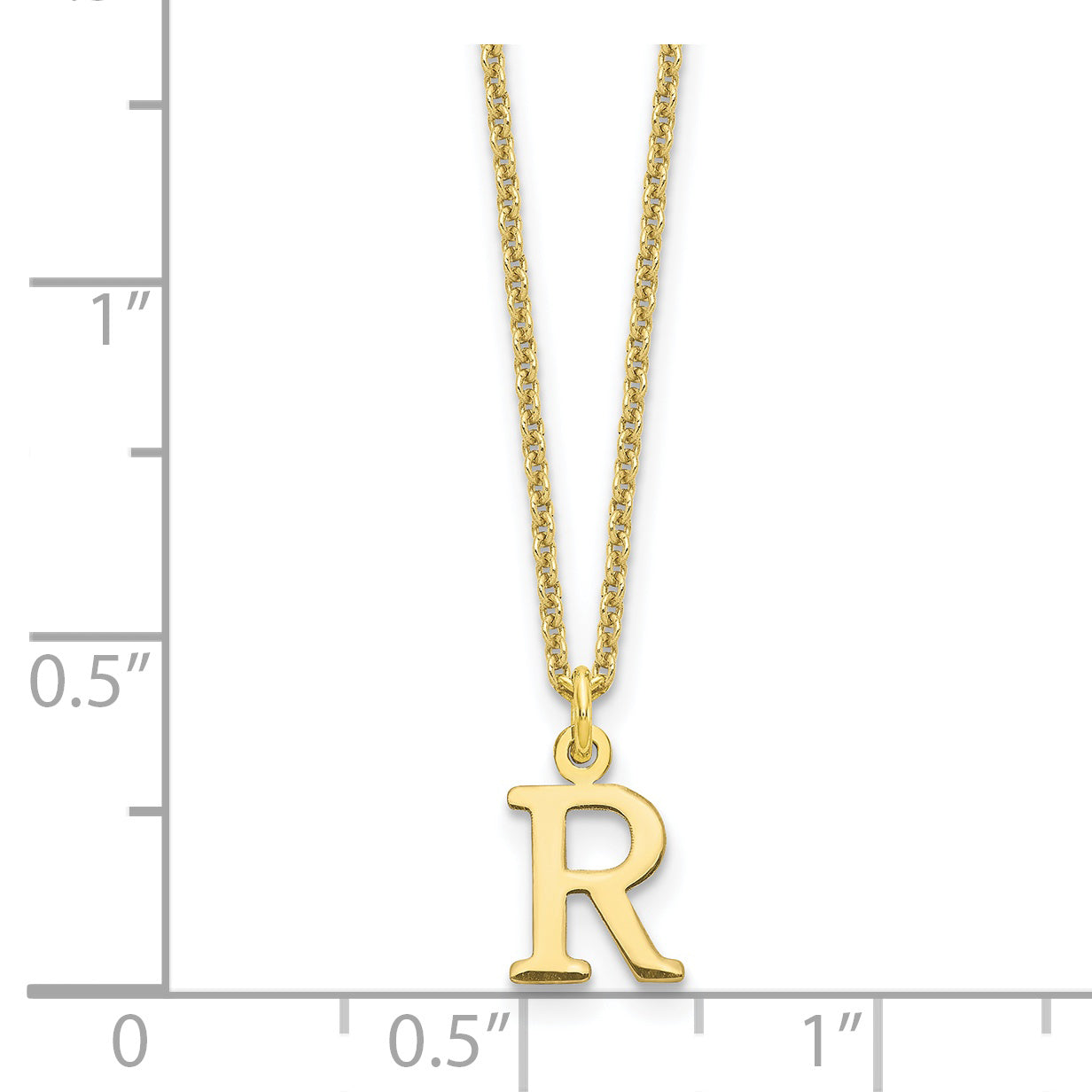 10K Yellow Gold 10Ky Cutout Letter R Initial Necklace