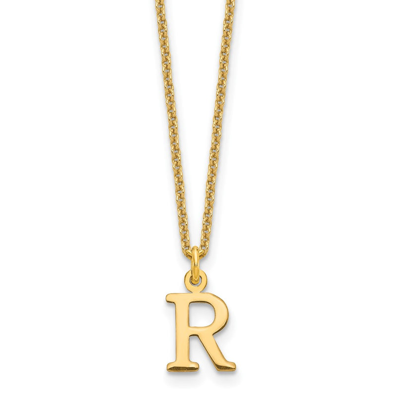 10K Yellow Gold 10Ky Cutout Letter R Initial Necklace