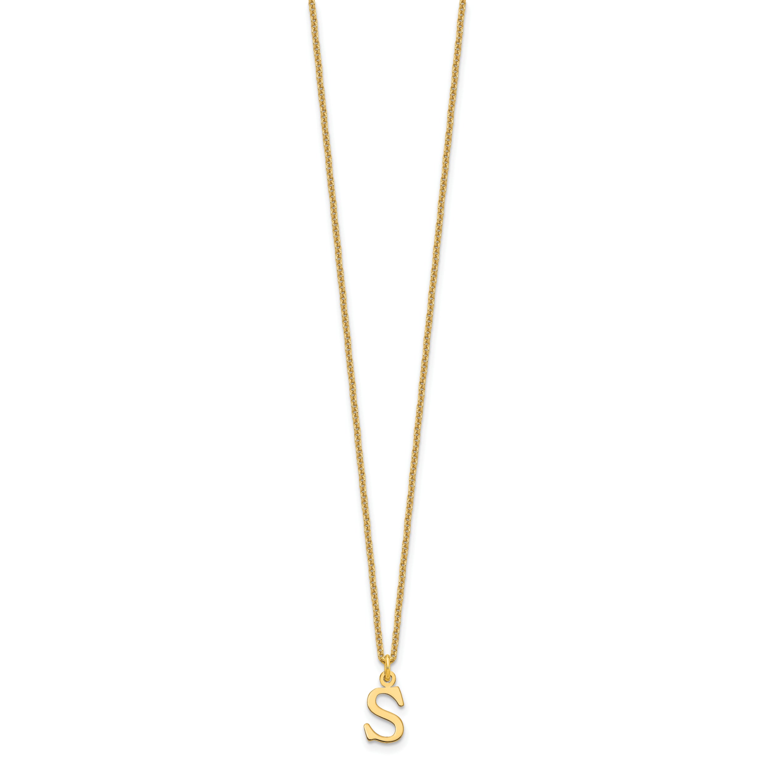 10K Yellow Gold 10Ky Cutout Letter S Initial Necklace